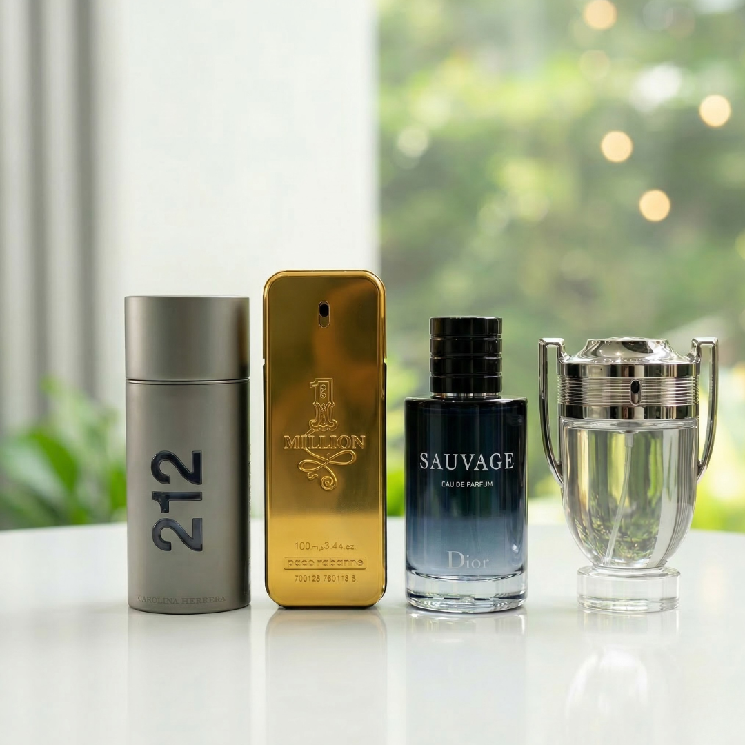 Combo de 4 perfumes - 212, One Million, Invictus, Sauvage