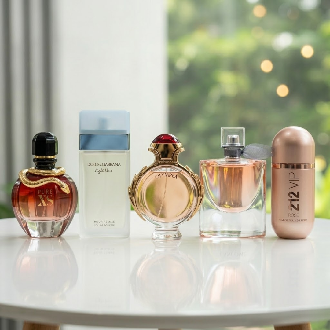 Combo de 5 perfumes - Pure Xs, Olympéa, Lancôme, 212 Rosé, Light Blue