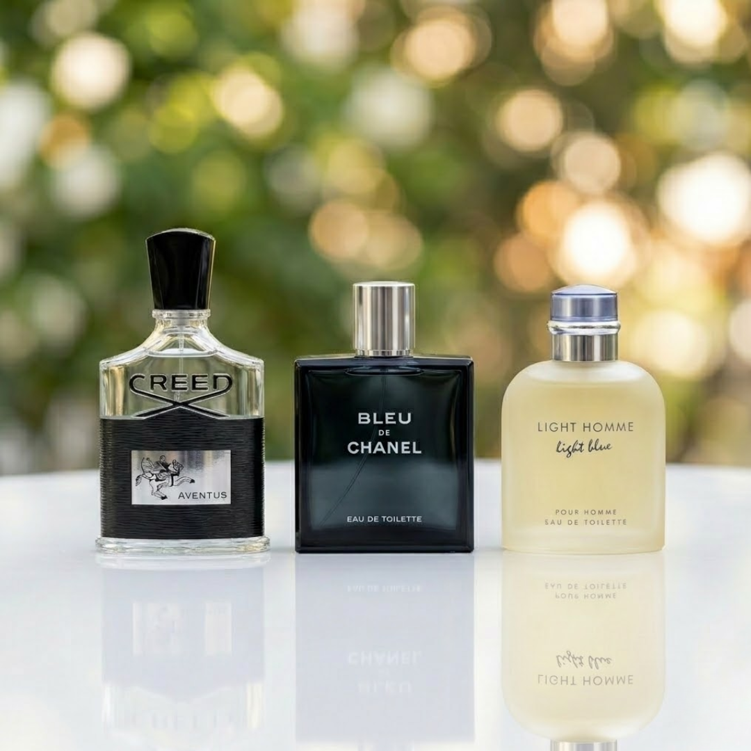 Combo de 3 perfumes -  Creed Aventus, Bleu de Chanel, Light Blue